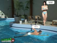 Poolside fuck with mother